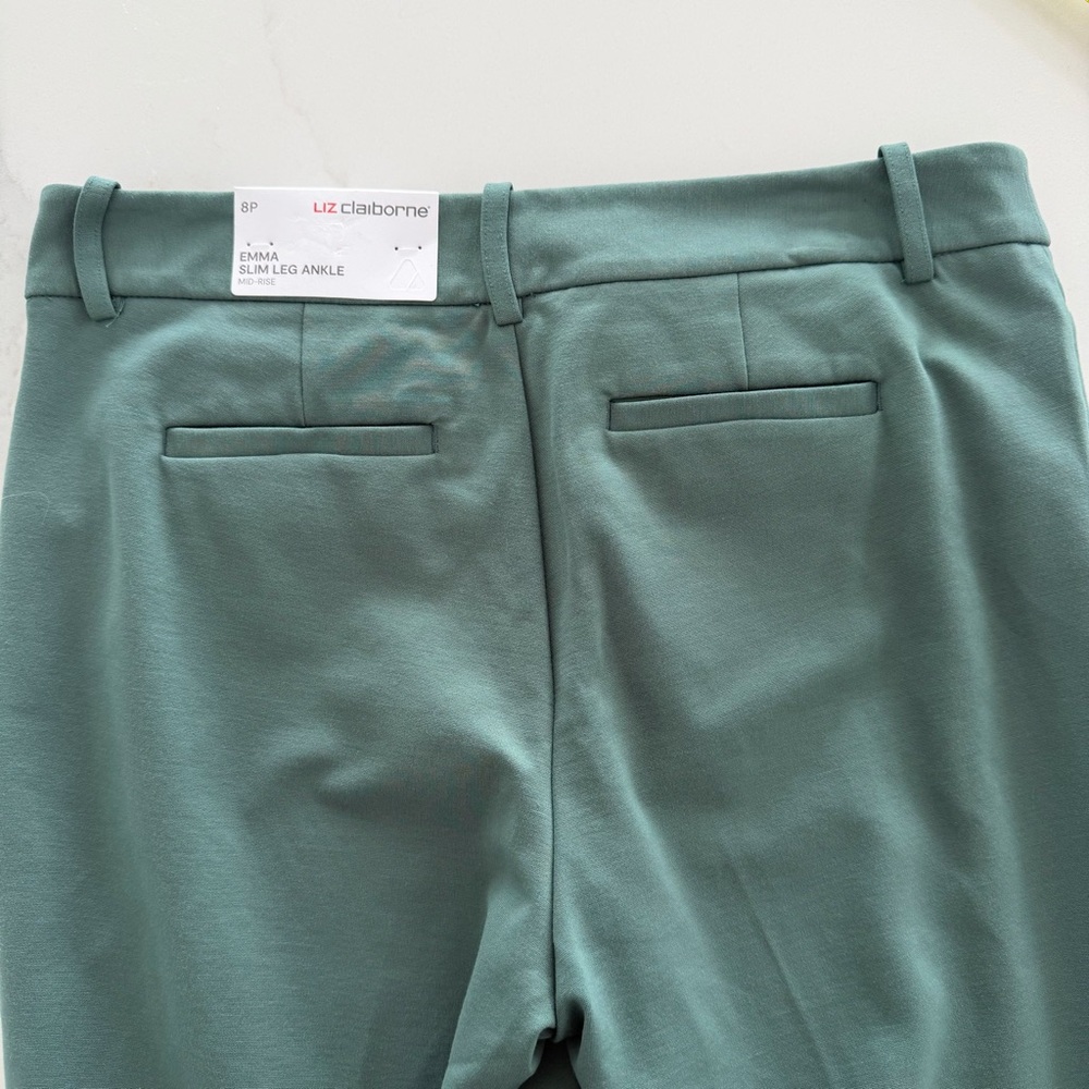 Liz Claiborne Emma Slim Pants Green 8P NWT - Picture 5 of 7